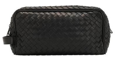Bottega Veneta Intrecciato Toiletry Bag, &pound;375, Accessories, Black, Leather, Front view